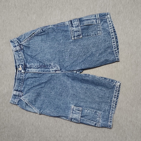 【BAON】Vintage Cat Washing Banding Bermuda Denim Cargo PT Vintage | Shorts | Vintage Y2k High Rise Baggy Bermuda Jorts